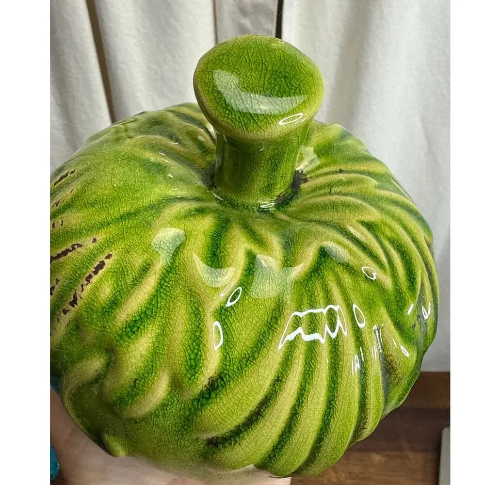 Ceramic Green Decorative Pumpkin Gourd Fall Halloween Home Décor Table Display